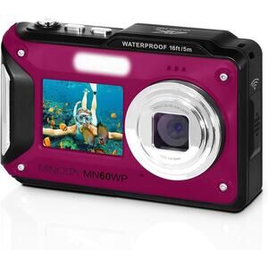 Minolta Waterproof Digital Camera 48MP Photos, 4K UHD Video,Underwater (Magenta)